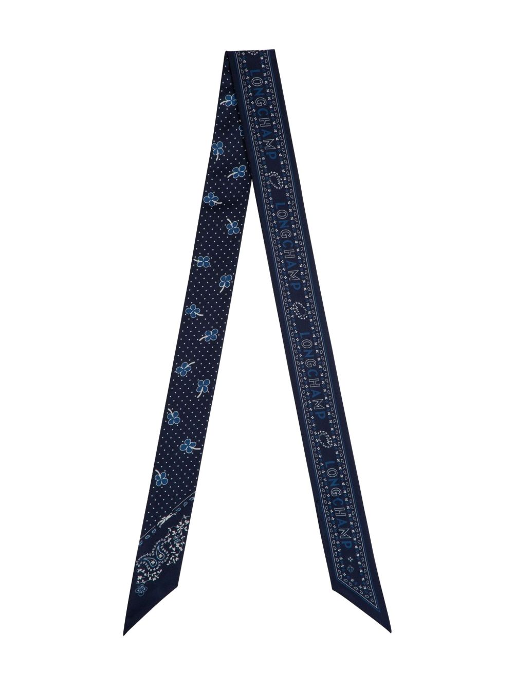 French Bandana printed silk neck scarf - Blue