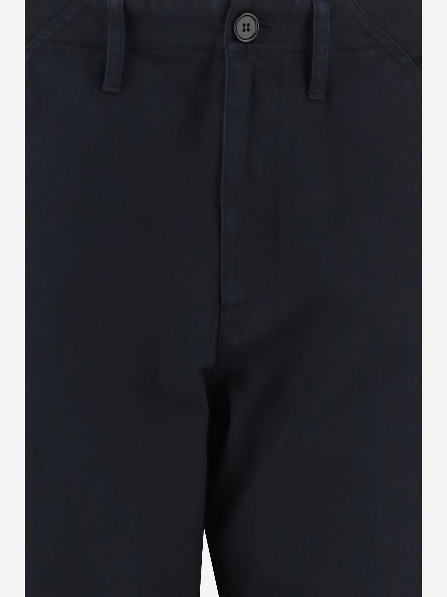 Cotton with Check Details Cargo Pants — Navy