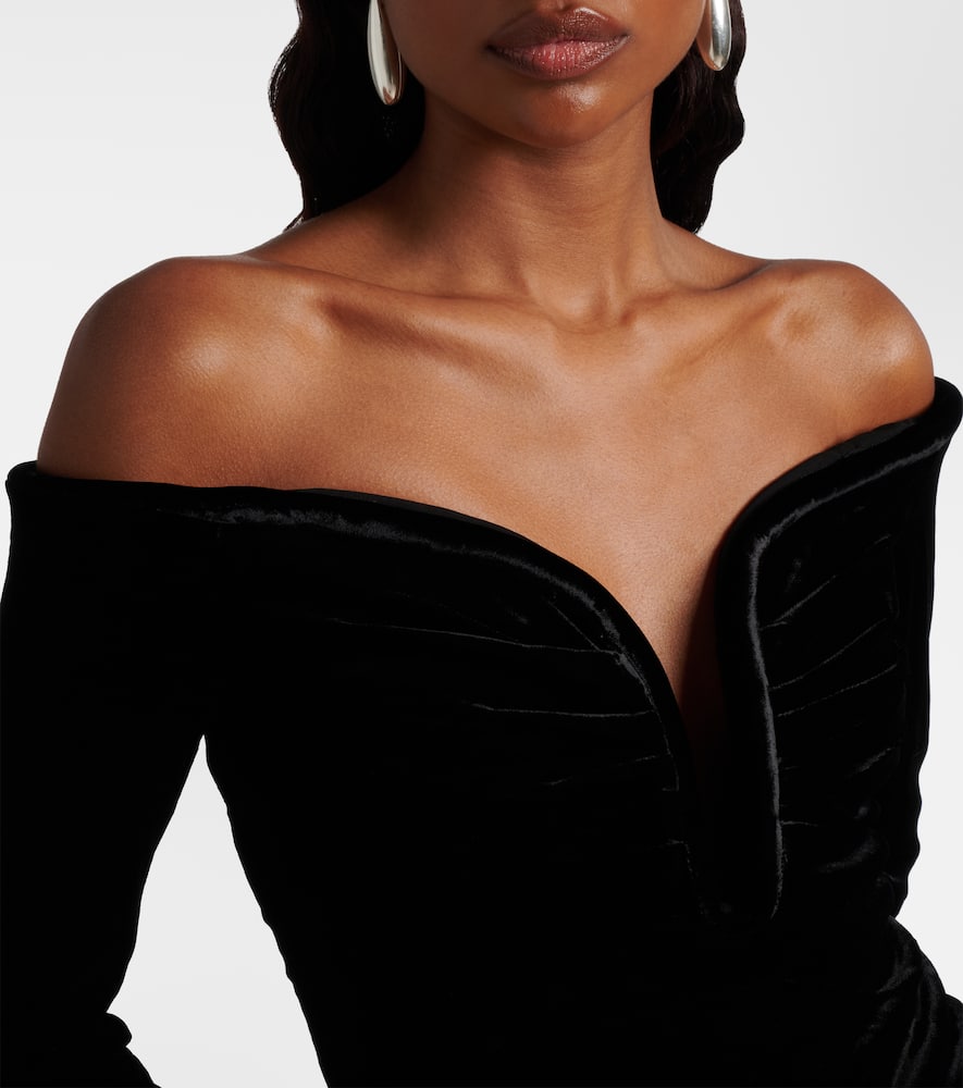 Off-shoulder velvet top
