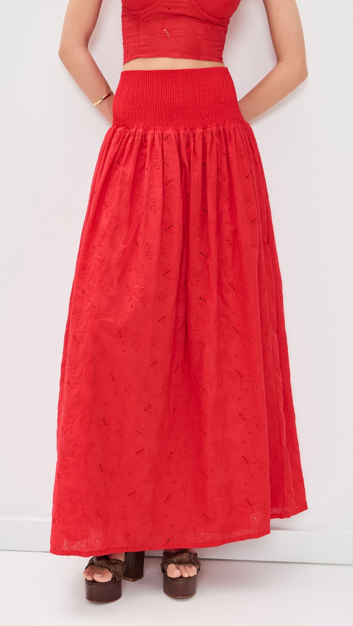 The Drift Skirt Koel Eyelet Bird Red