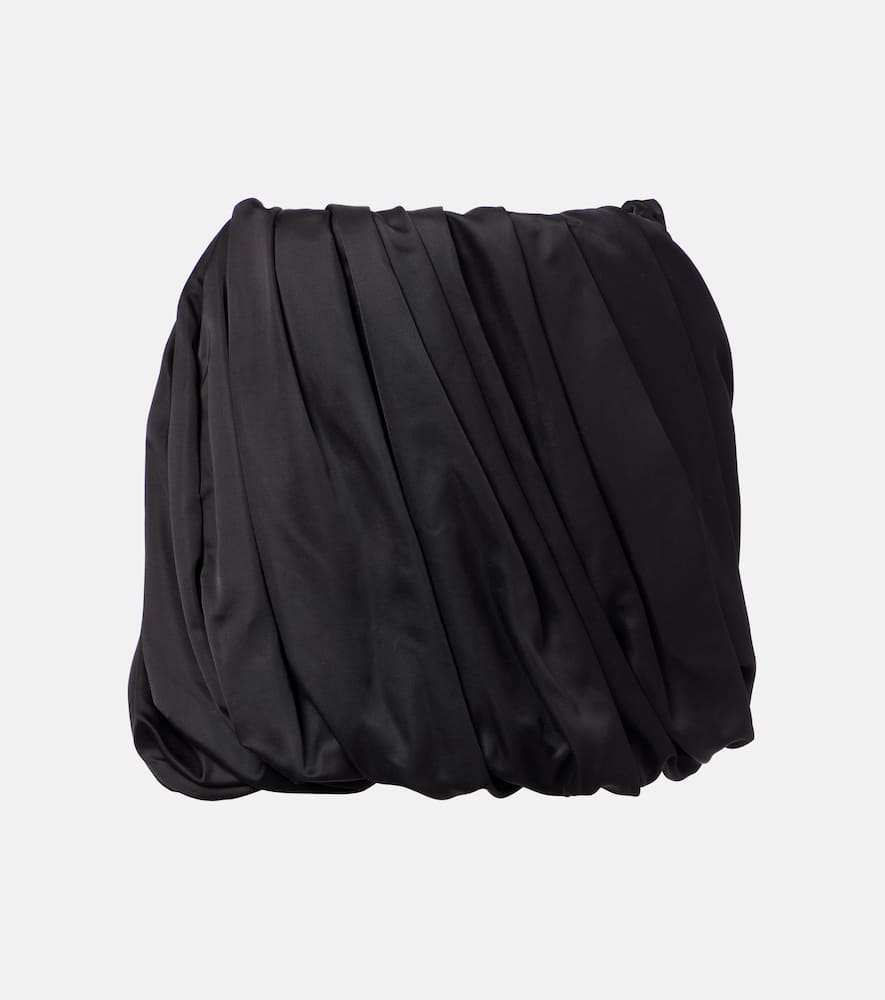 Pleated satin miniskirt