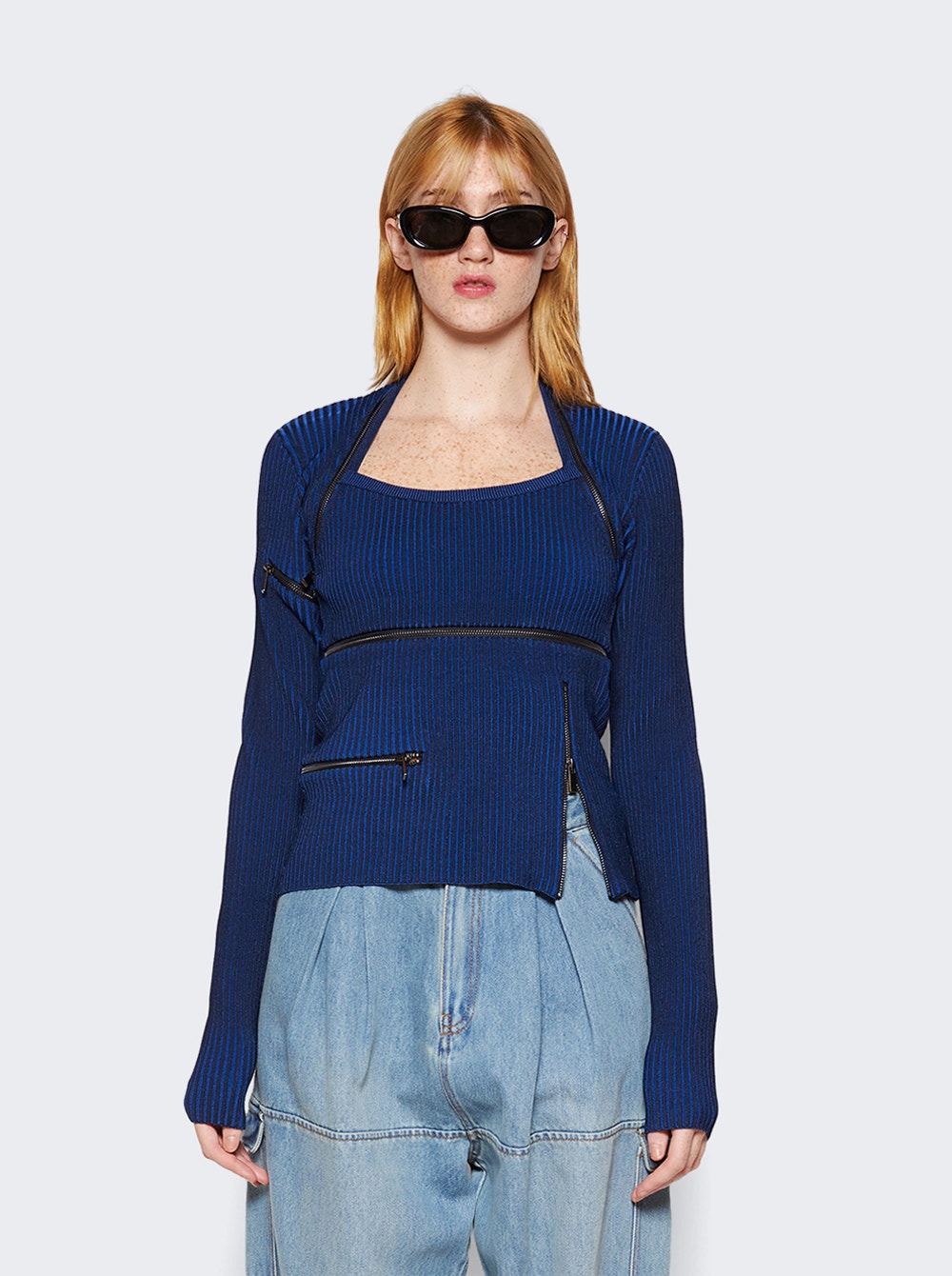 Revaler detachable-sleeve top - Blue