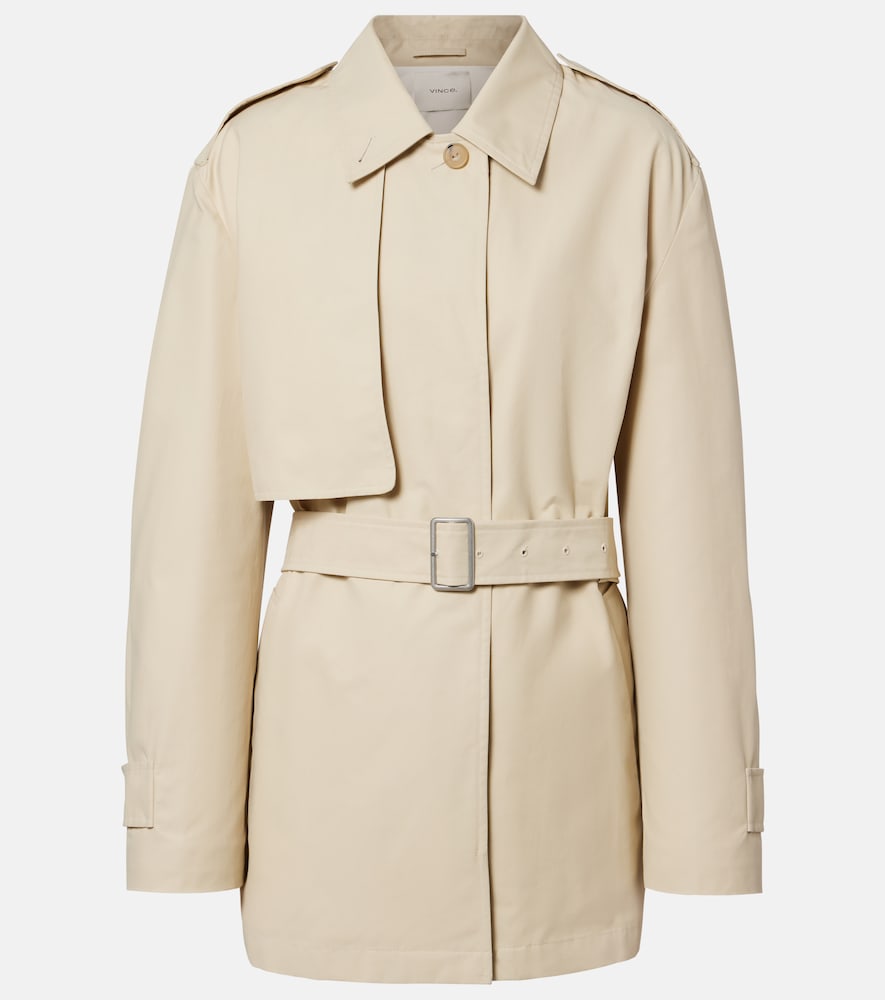Cotton-blend cropped trench coat