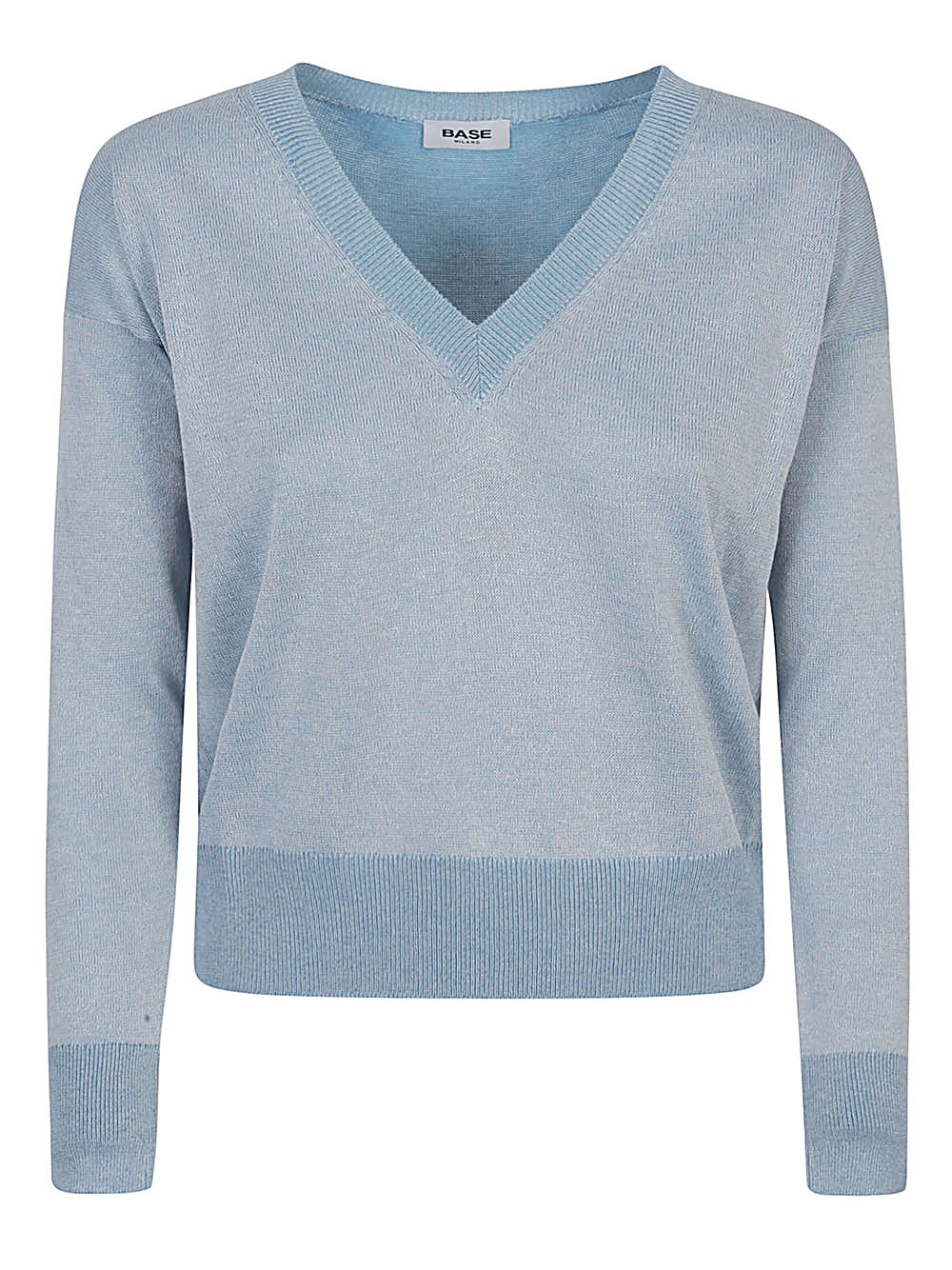 BASE- Cotton Blend V-neck Sweater