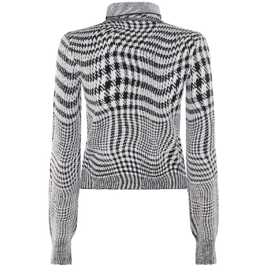Warped Pattern Print Knitted Sweater