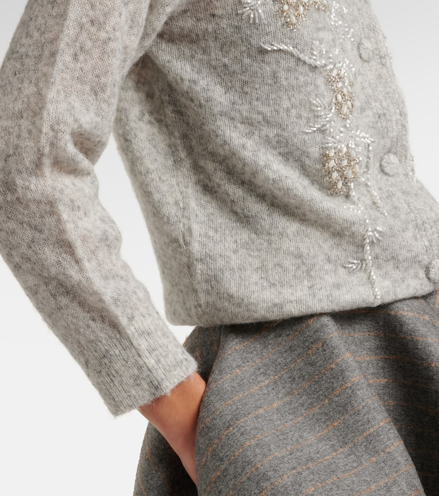 Beaded alpaca and wool-blend cardigan