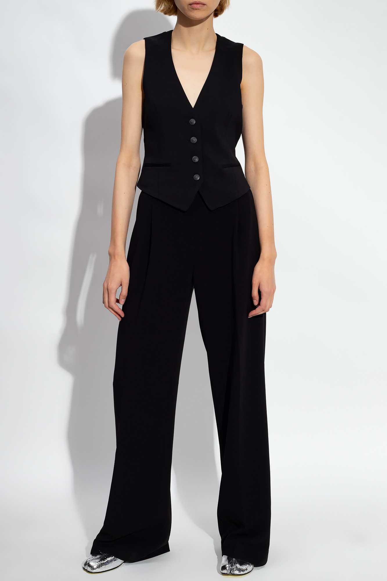 Pleat-front Trousers, Women's, Black
