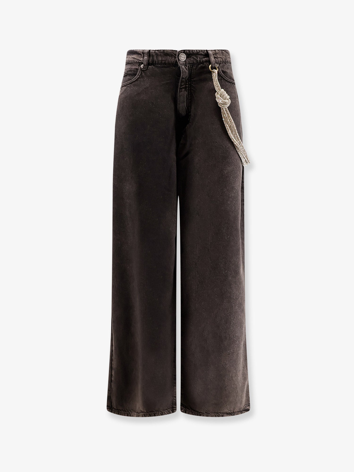 Lyocell Blend with Removable Jewel Chain Jeans — Black