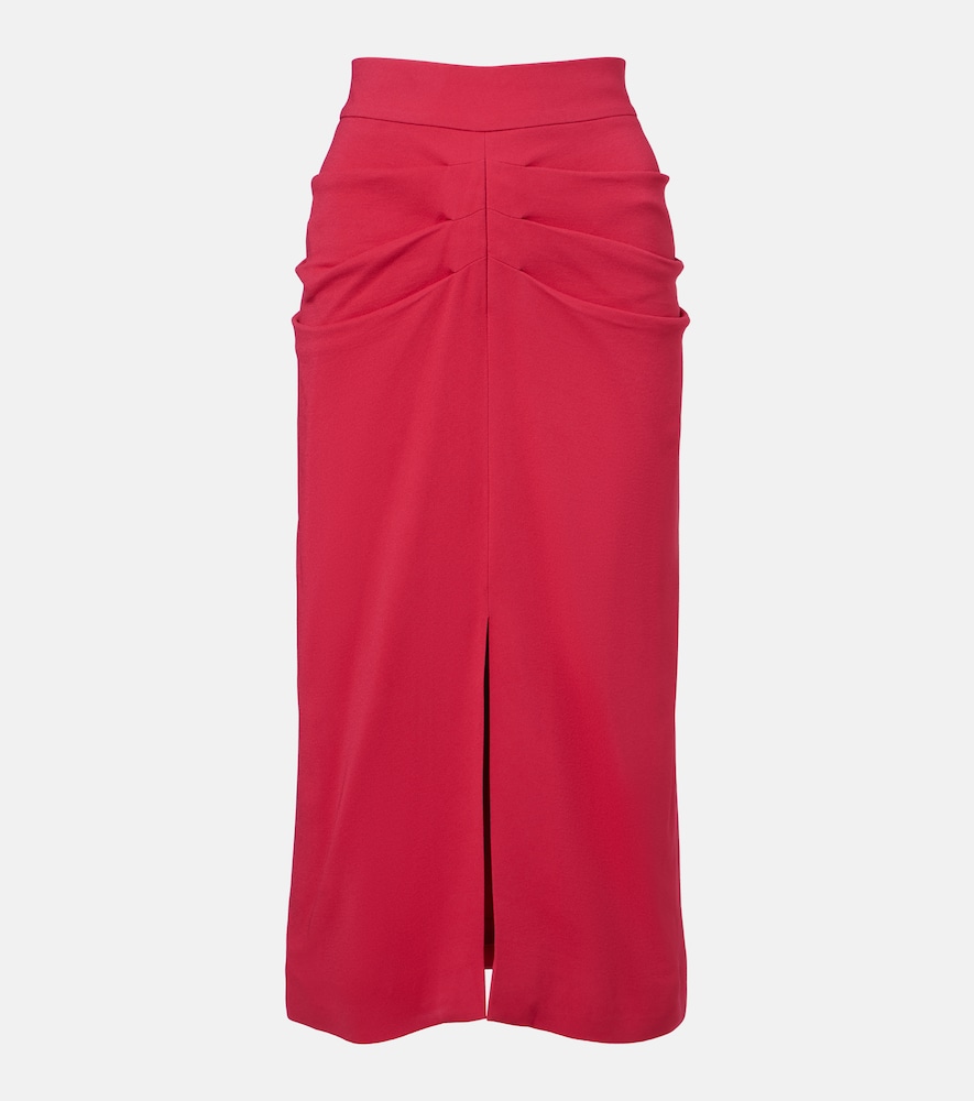 Gathered crêpe pencil skirt