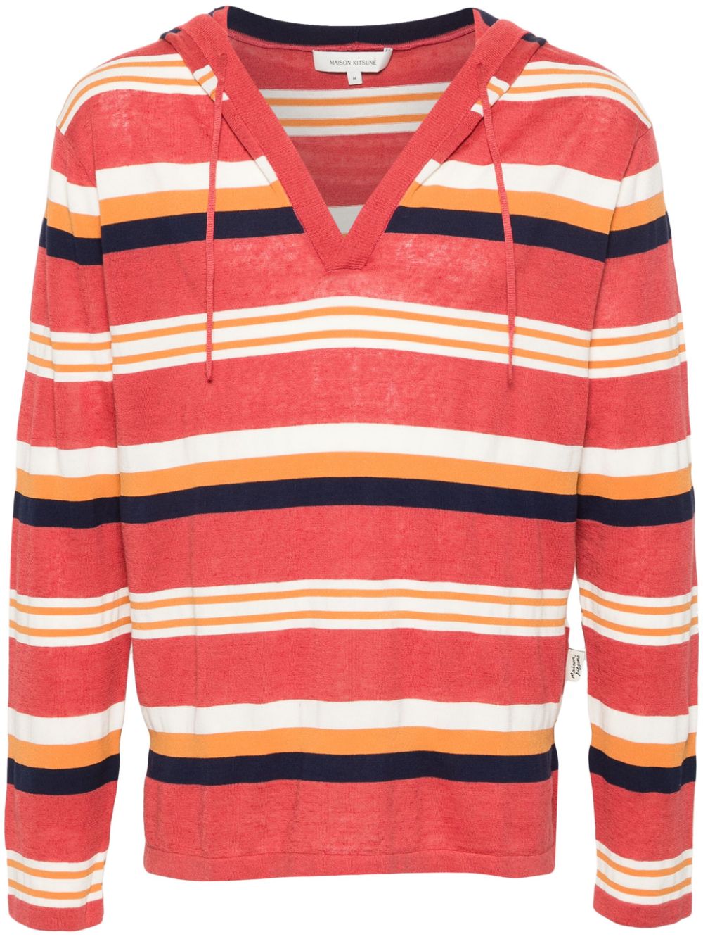 Striped hooded jumper - Red