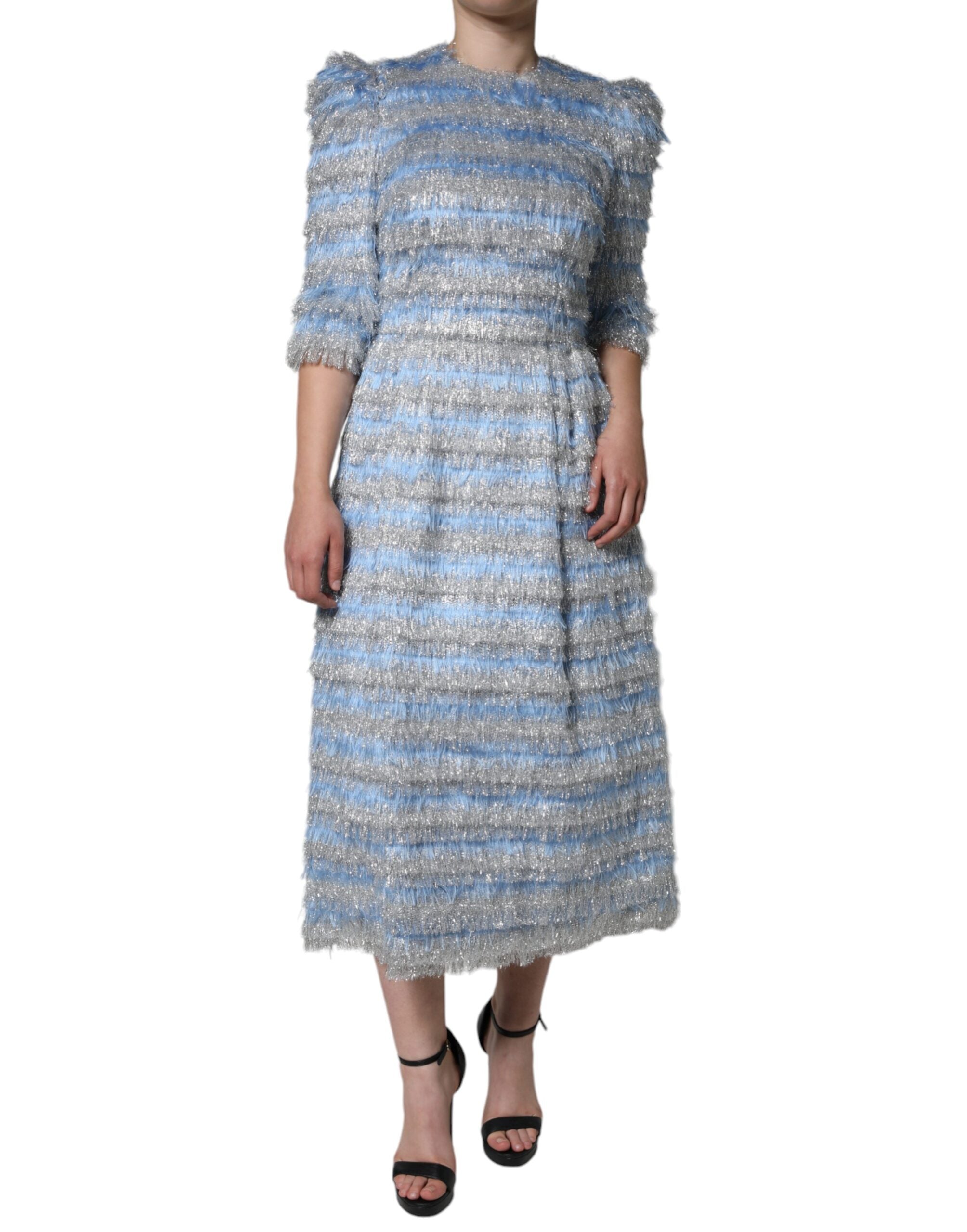 Jacquard Striped Dress — Blue