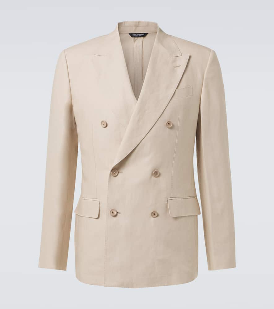 Double-breasted linen blazer