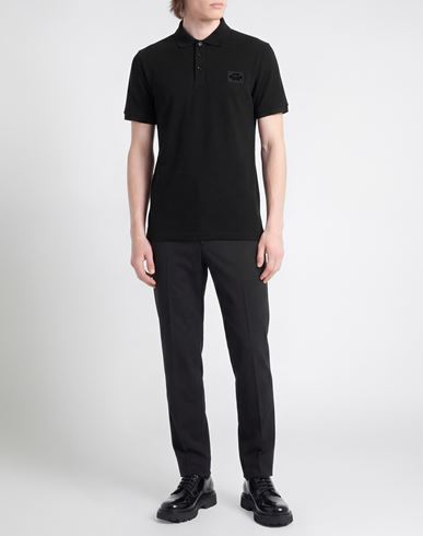 Man Polo shirt Black Size 36 Cotton, Elastane