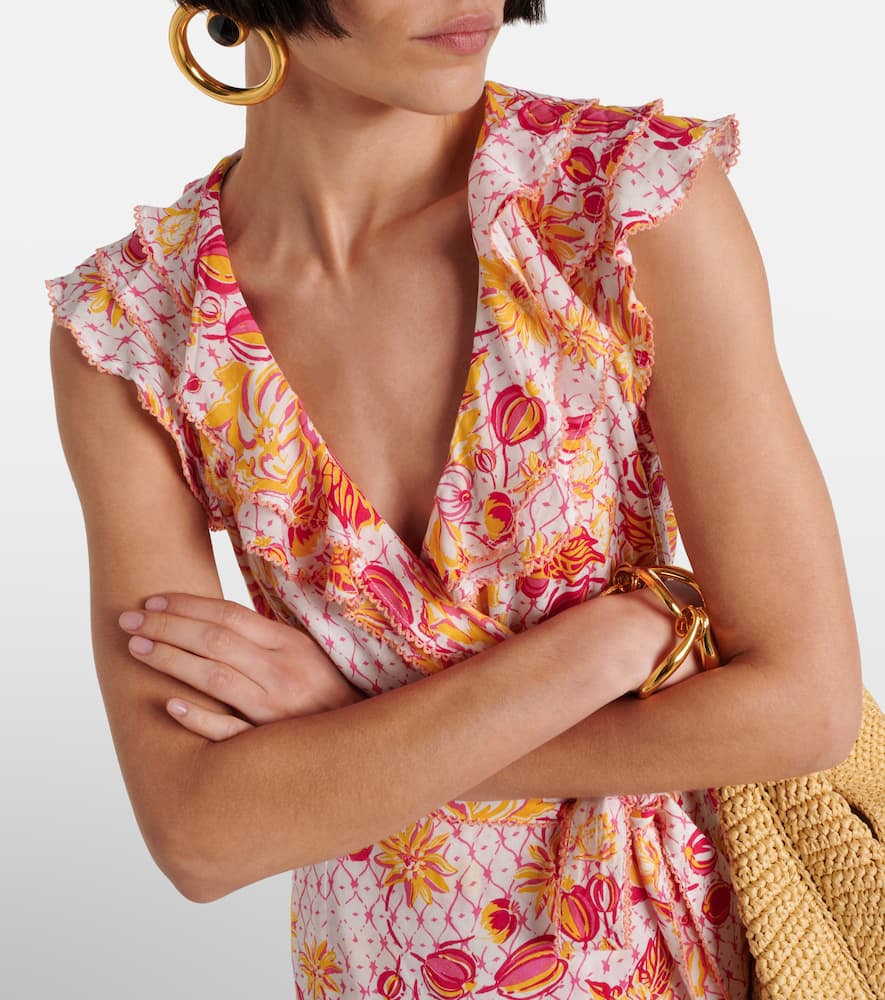 Aude ruffled floral wrap dress
