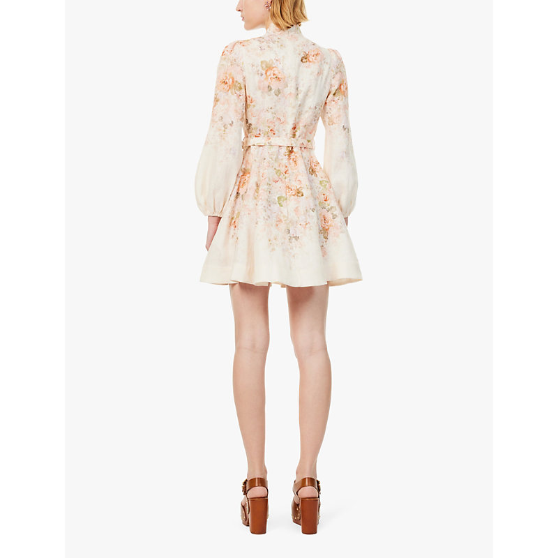Womens Cream Rococo Floral Zim Buttoned Mini 