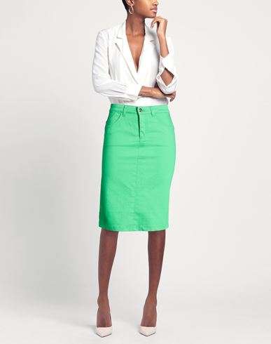 Woman Midi skirt Green Size 4 Cotton, Polyester, Elastane