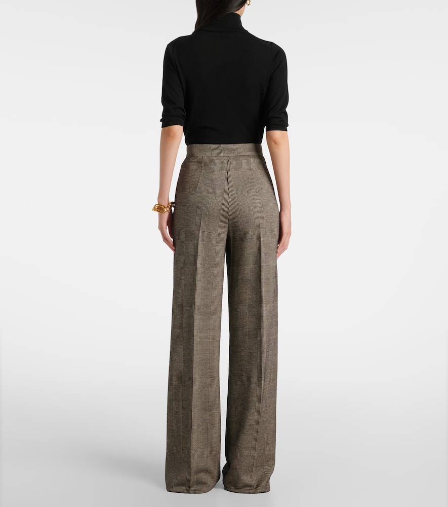 Max Mara Cognac houndstooth wool-blend straight pants