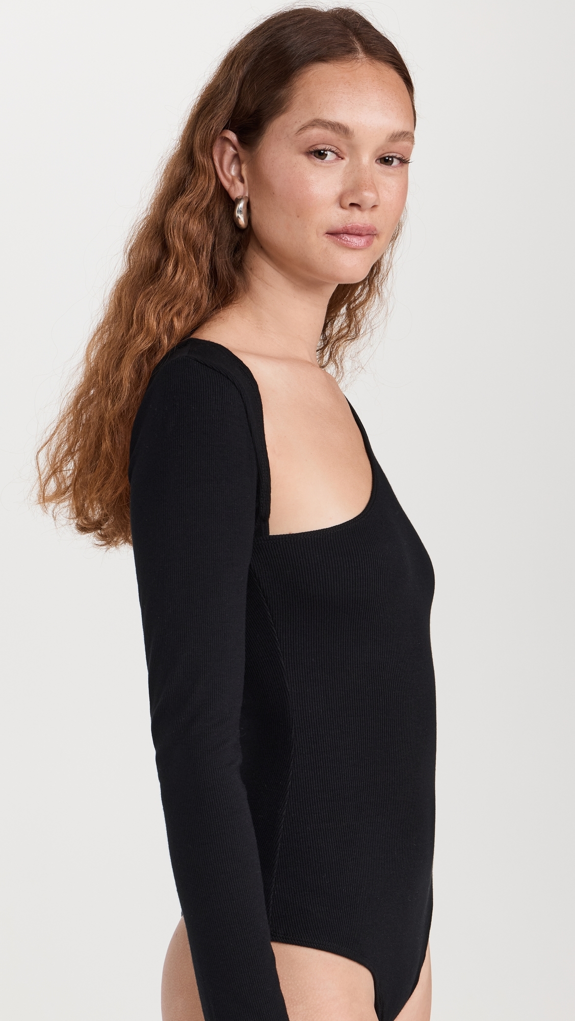 Ambitionist 여성 Triangle Ribbed Thong Bodysuit Black