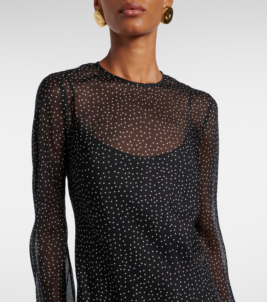 Polka-dot silk maxi dress