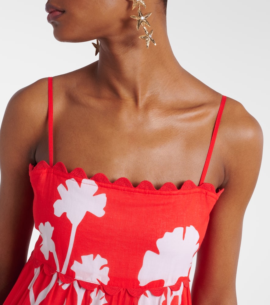 Printed scalloped cotton midi dress