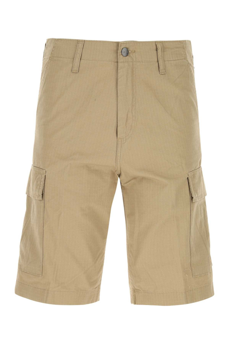 Beige Textured Shorts