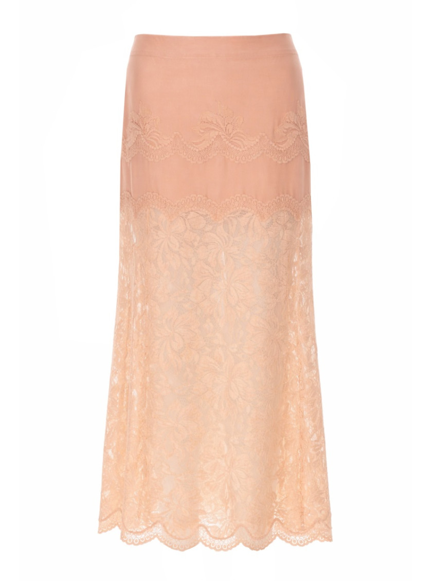 Pink Lace Midi Skirt