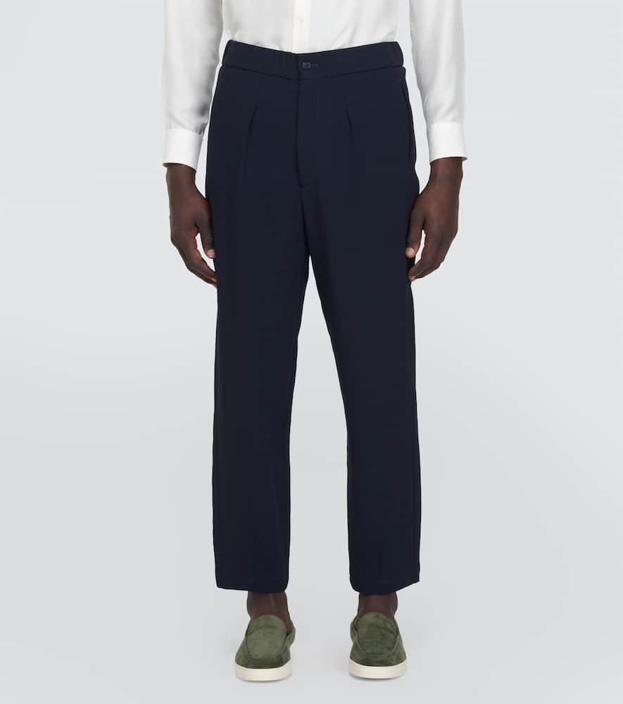 Wool-blend straight pants