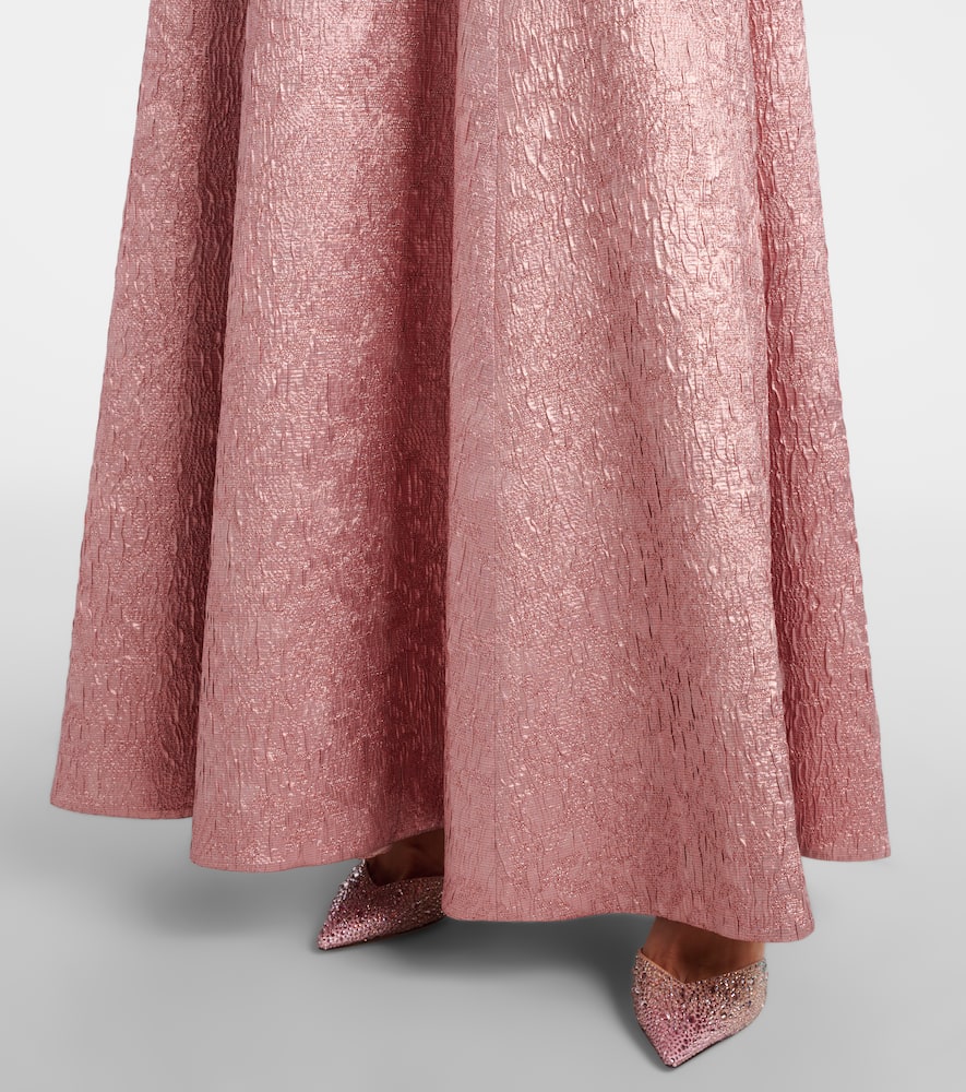 Nodin open-back cloque gown