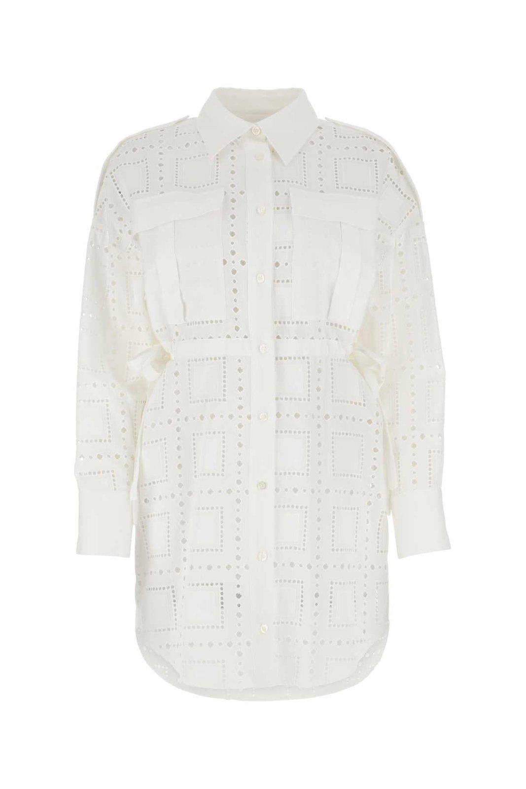 Broderie-anglaise Buttoned Mini Shirt-dress