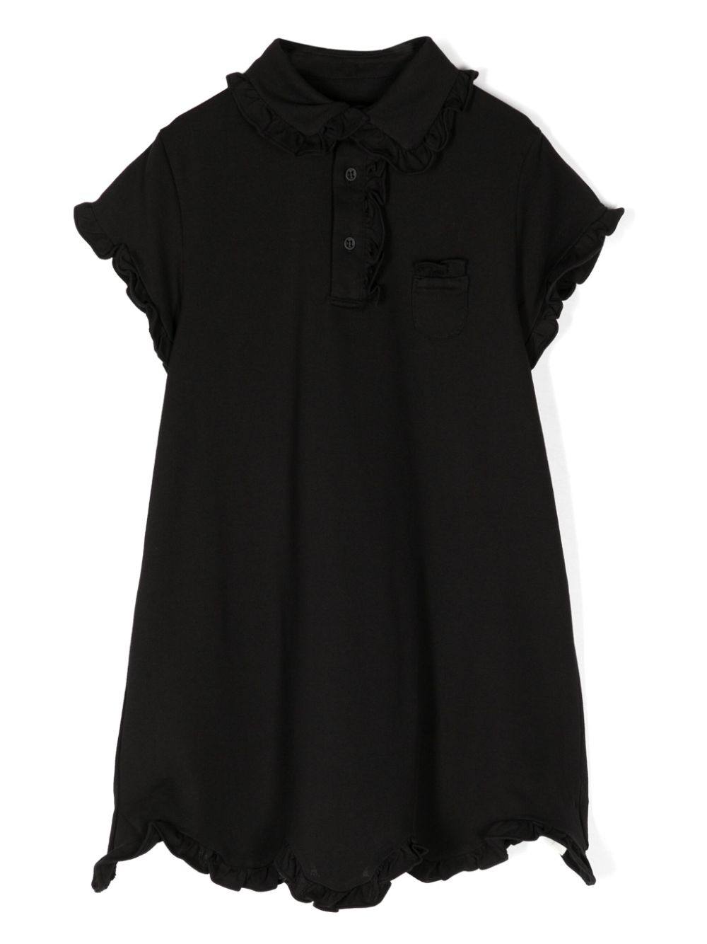 Polo-collar cotton dress - Black