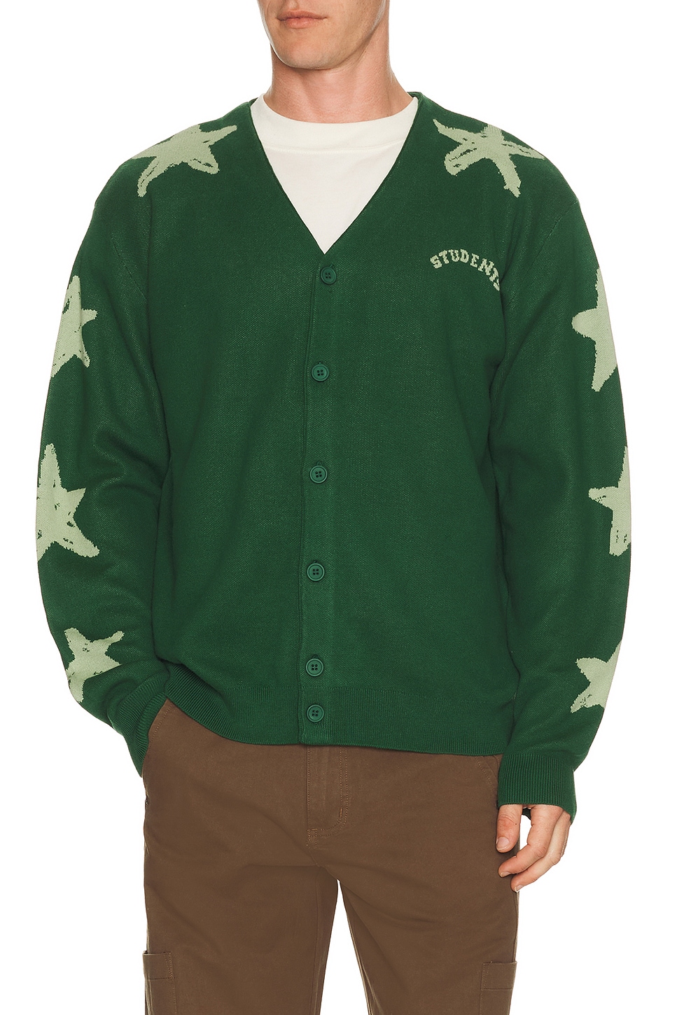 Students Golf Dexter Knit Cardigan Sweater in Green - Dark Green. L also in M, S, XL/1X