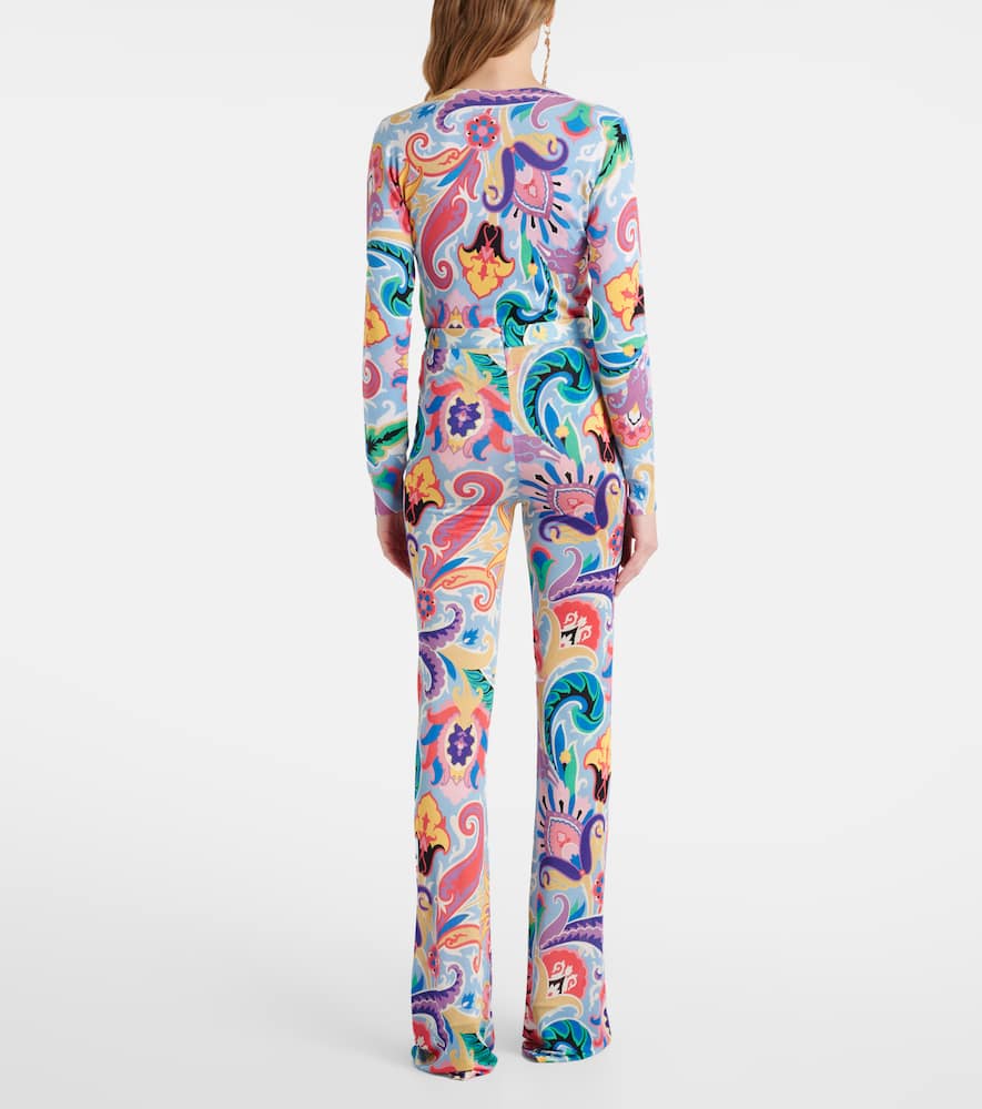Paisley high-rise flared pants