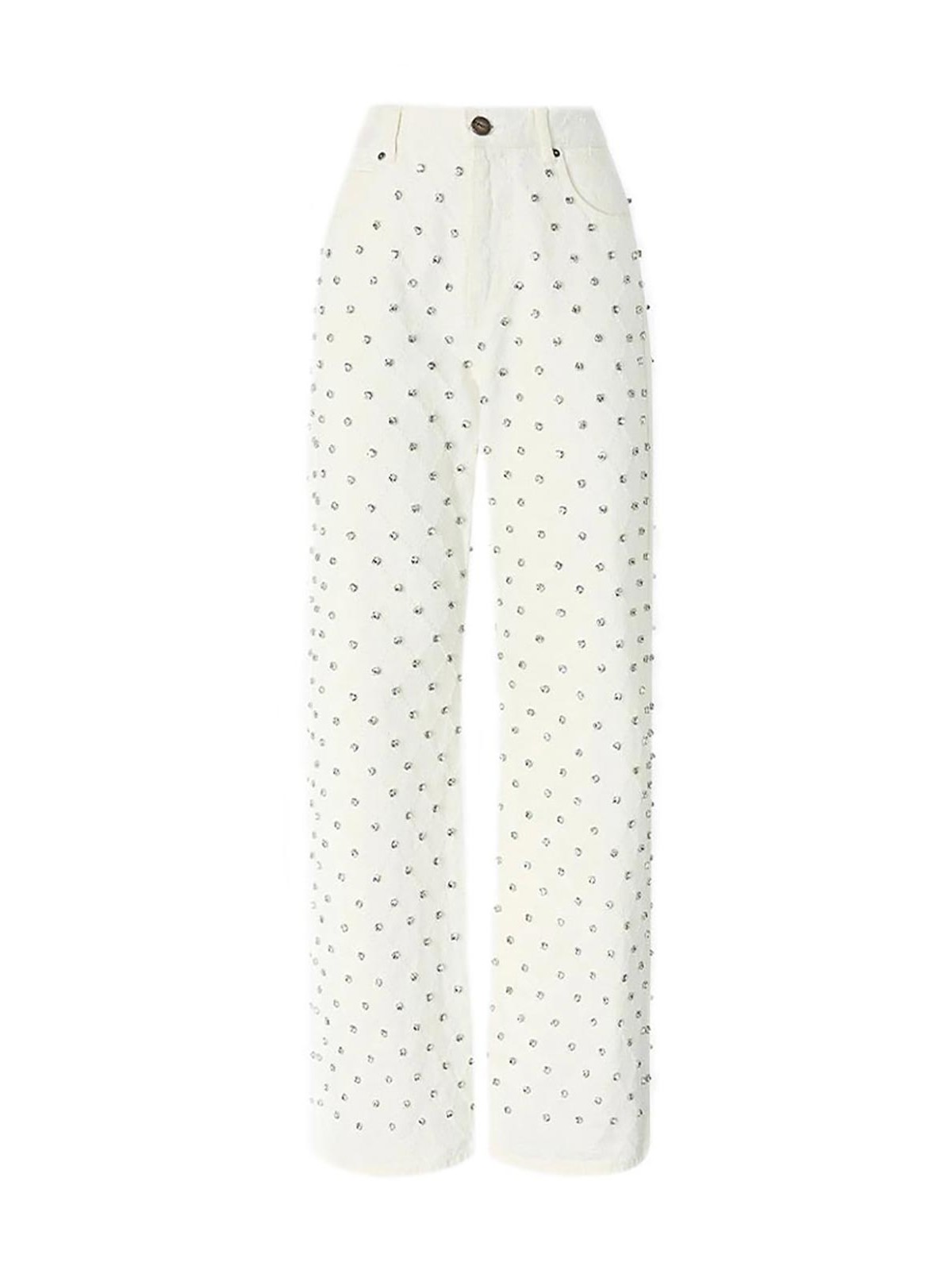 Wide-leg jeans with diamond pattern and rhinestones - 24