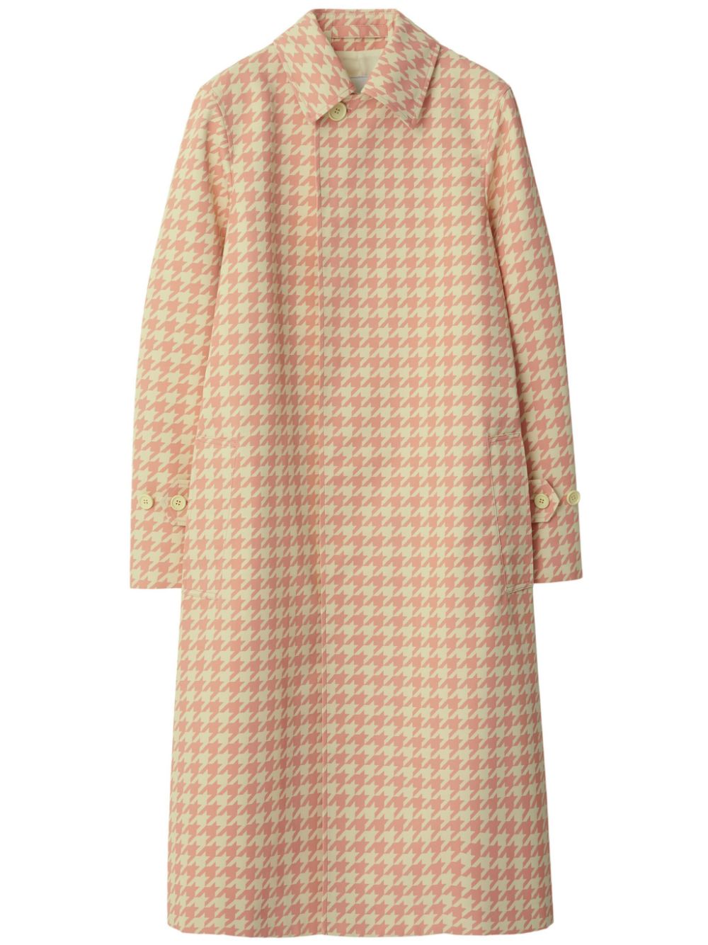 Check-pattern long coat - Pink