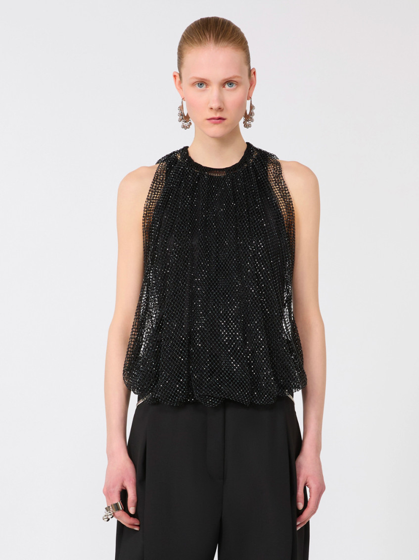 Mesh Top With Crystals