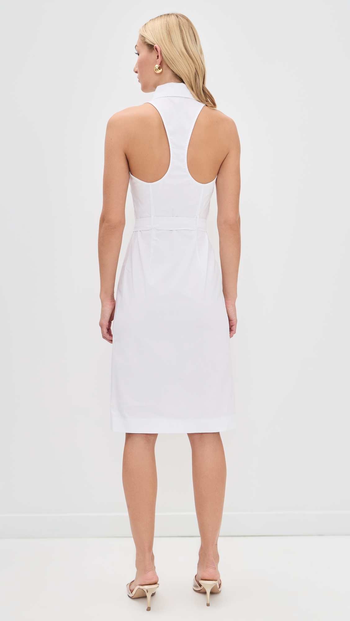 Lisette Sleeveless Buttondown Dress White