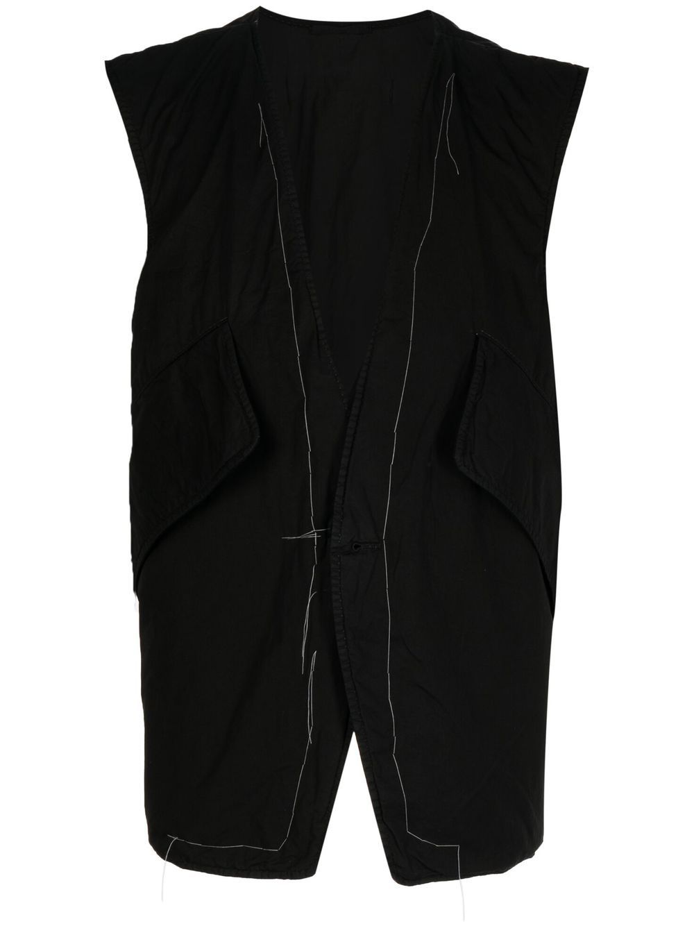 Stitch-detail V-neck gilet - Black