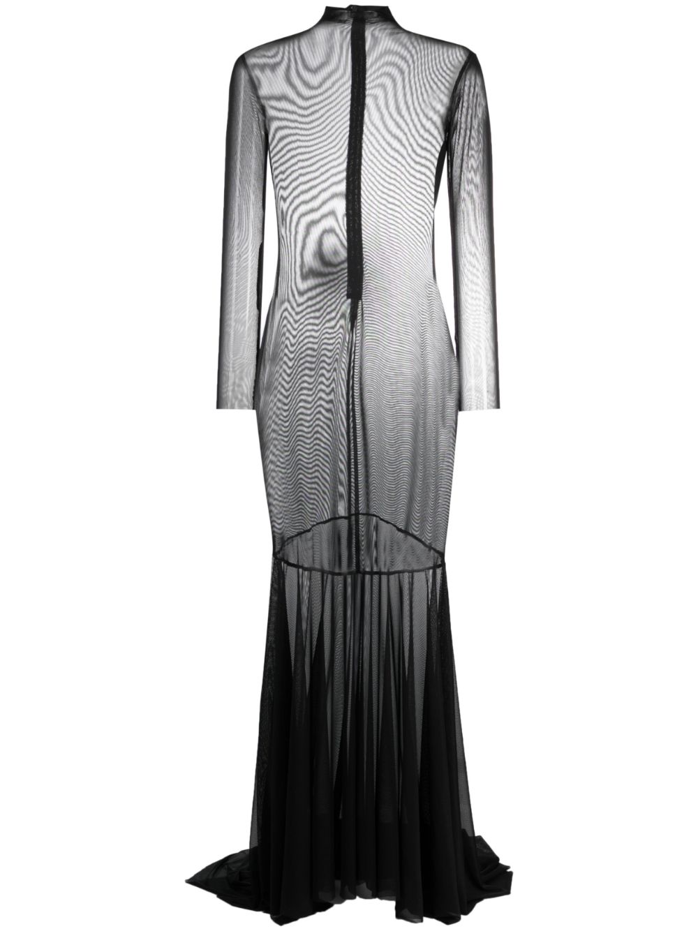 Long-sleeve semi-sheer dress - Black