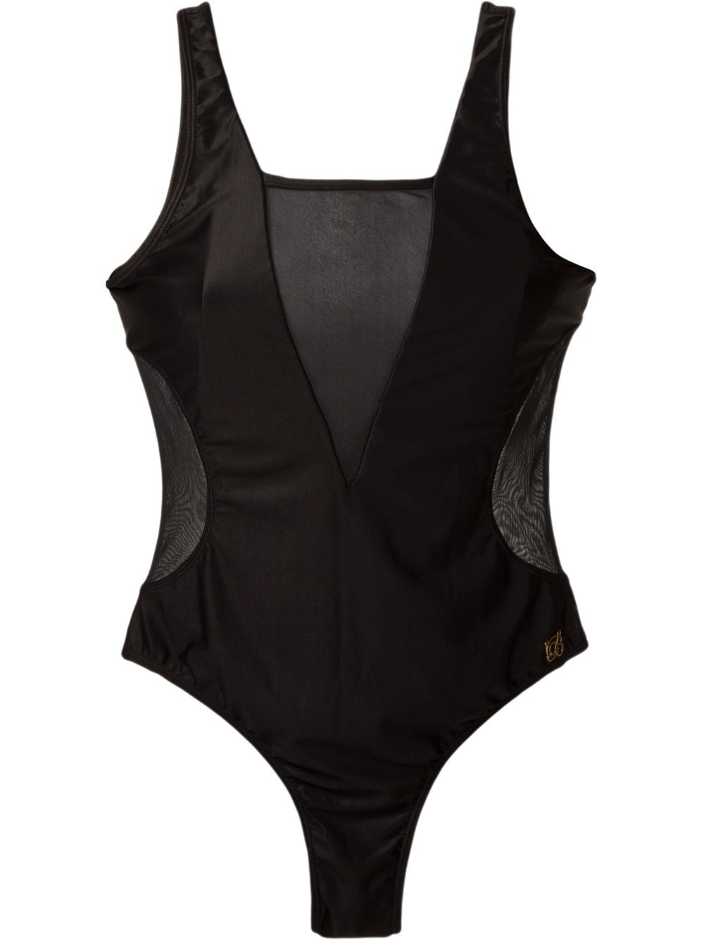 Sheer panels swimsuit - Black