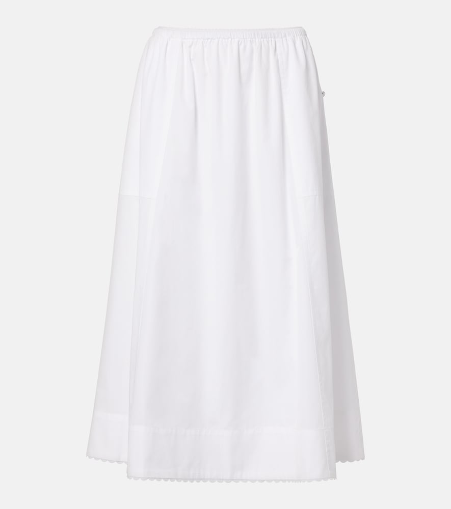 Scalloped cotton poplin midi skirt