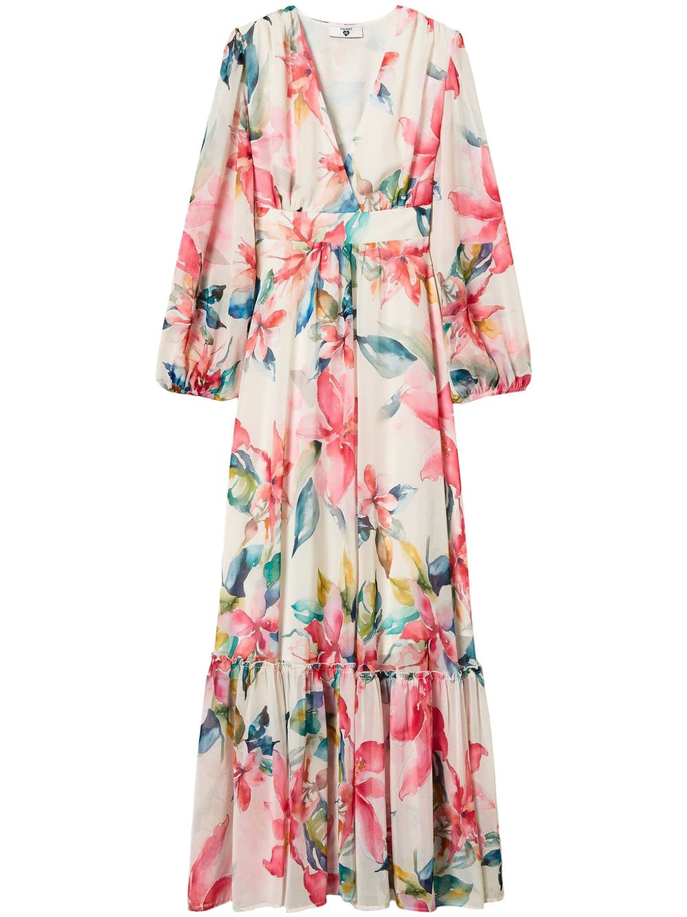 Floral-print maxi dress - White