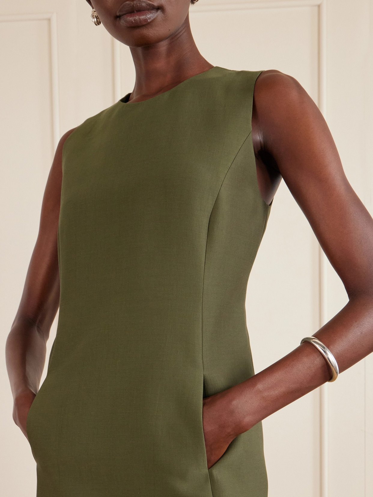 Melodie Cotton And Silk-blend Mini Dress - Green