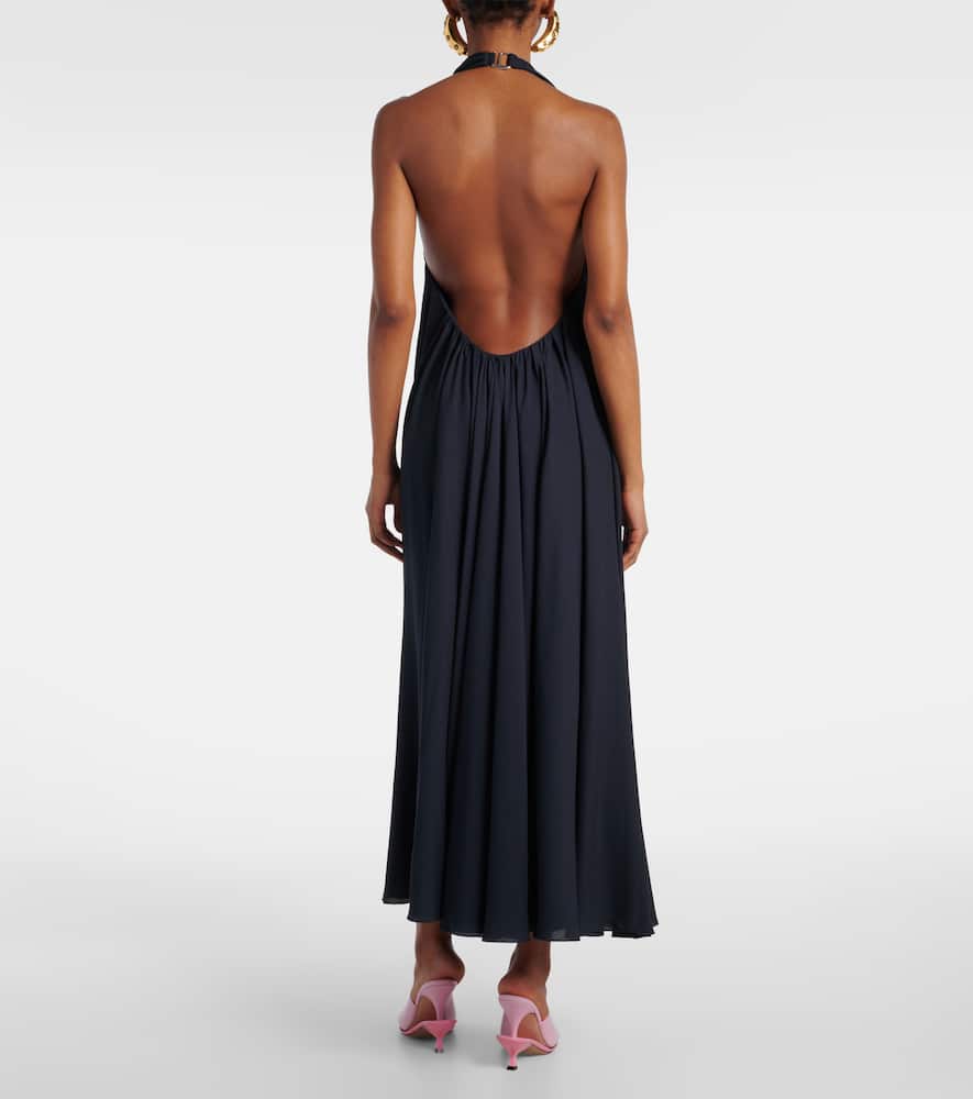 Norma draped open-back crêpe maxi dress