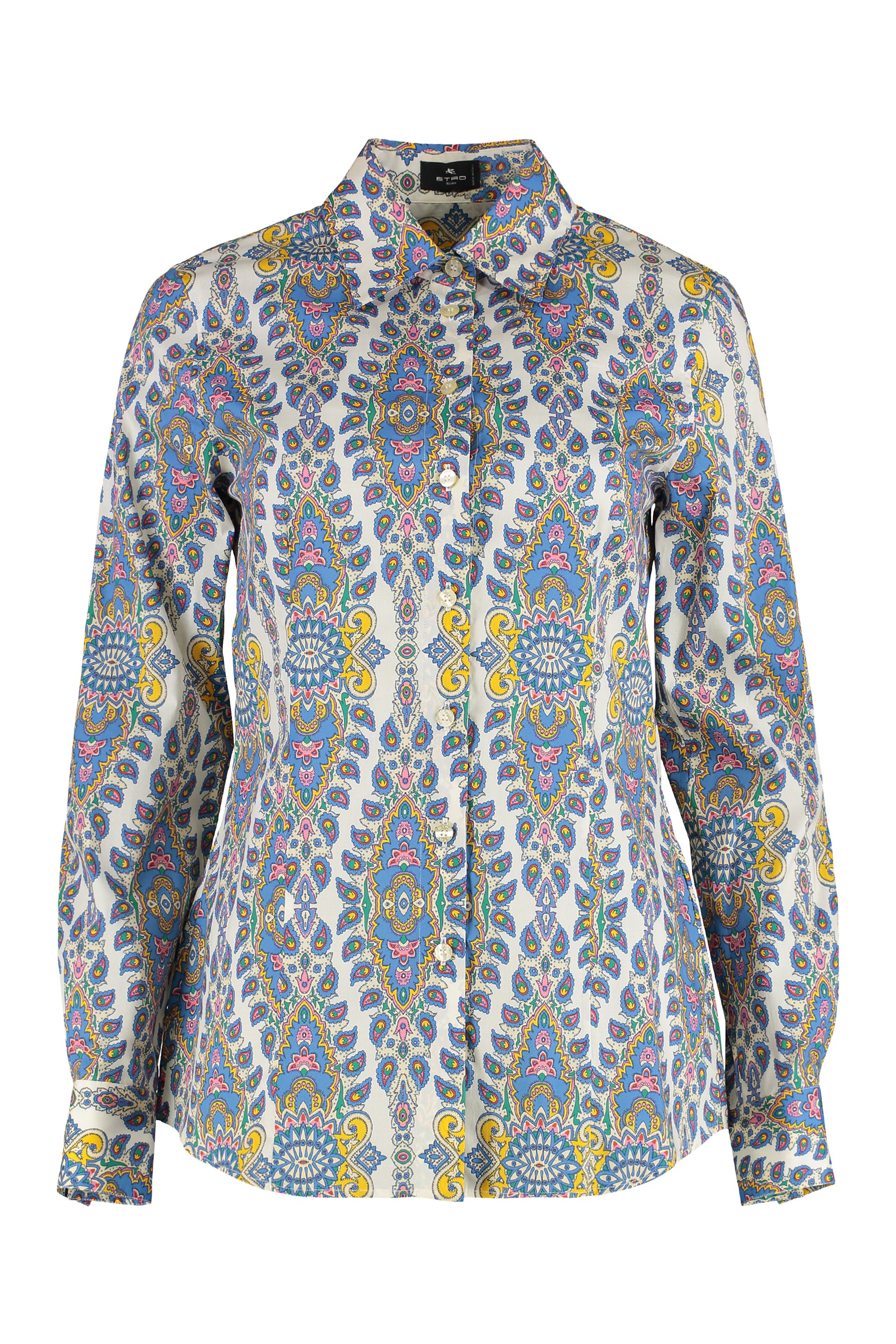 Paisley-Print Slim-Fit Cotton Poplin Shirt with Stretch