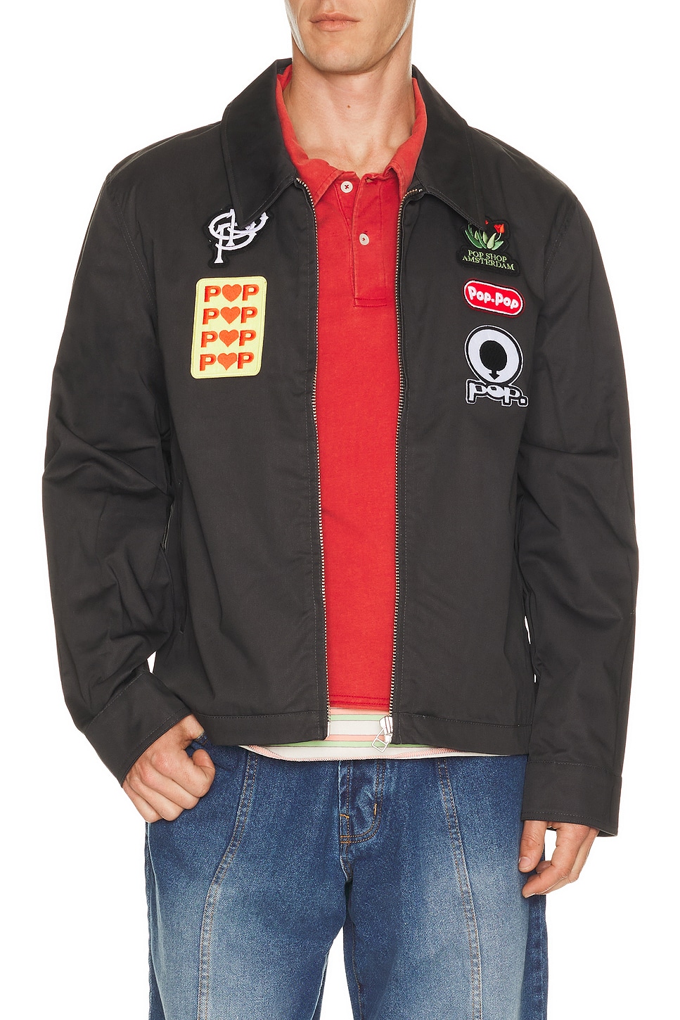 Pop Trading Company Full Zip Worker Jacket in Black