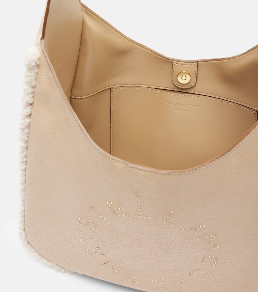 Teddy-trimmed shoulder bag