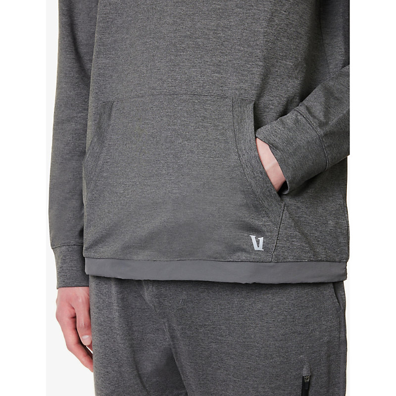 Mens Charcoal Heather Sunday Kangaroo-pocket Recycled-polyester Hoody 