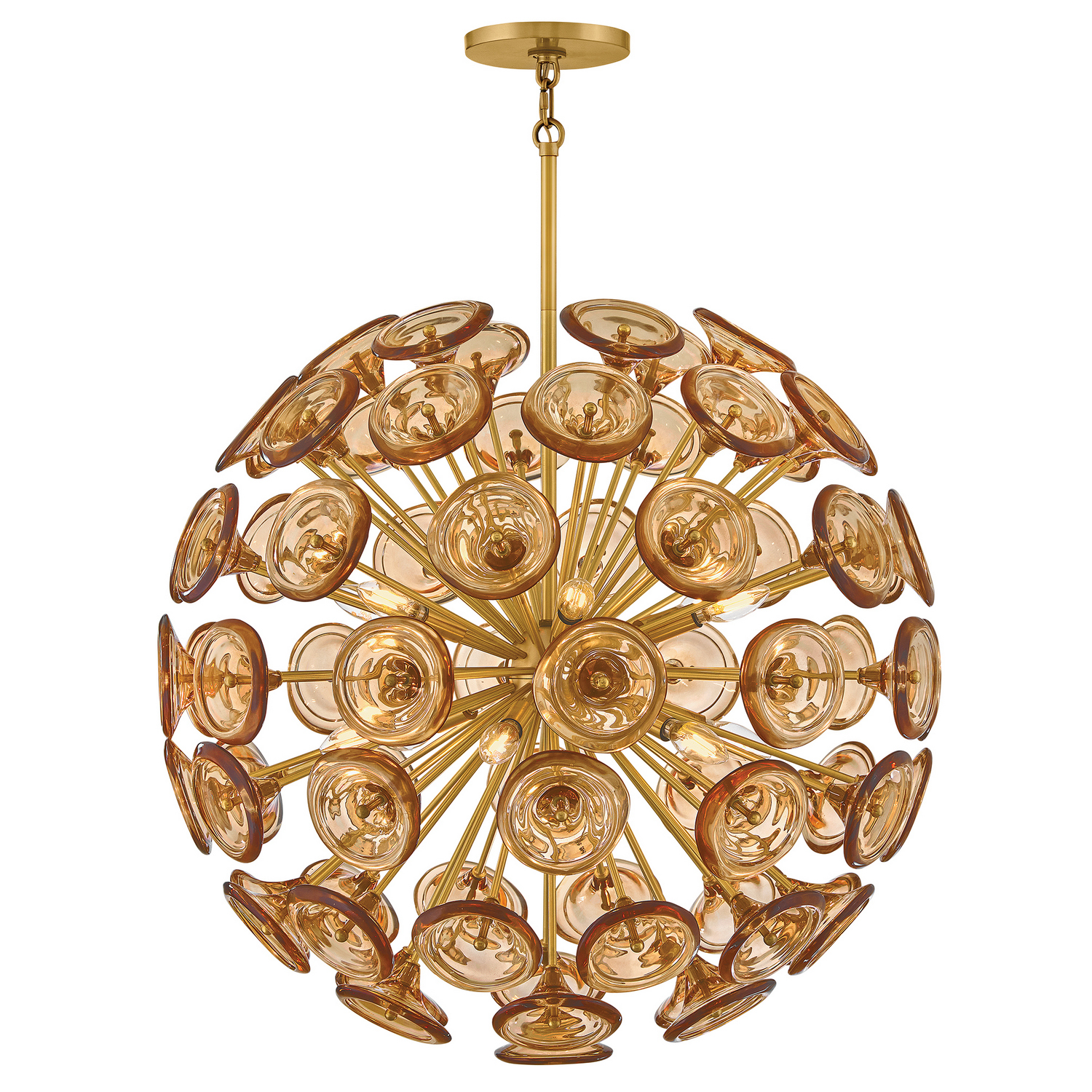 Unlacquered Brass LED Chandelier from the Maya Collection