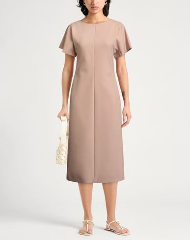 Woman Midi dress Sand Size 8 Polyester, Virgin Wool, Elastane