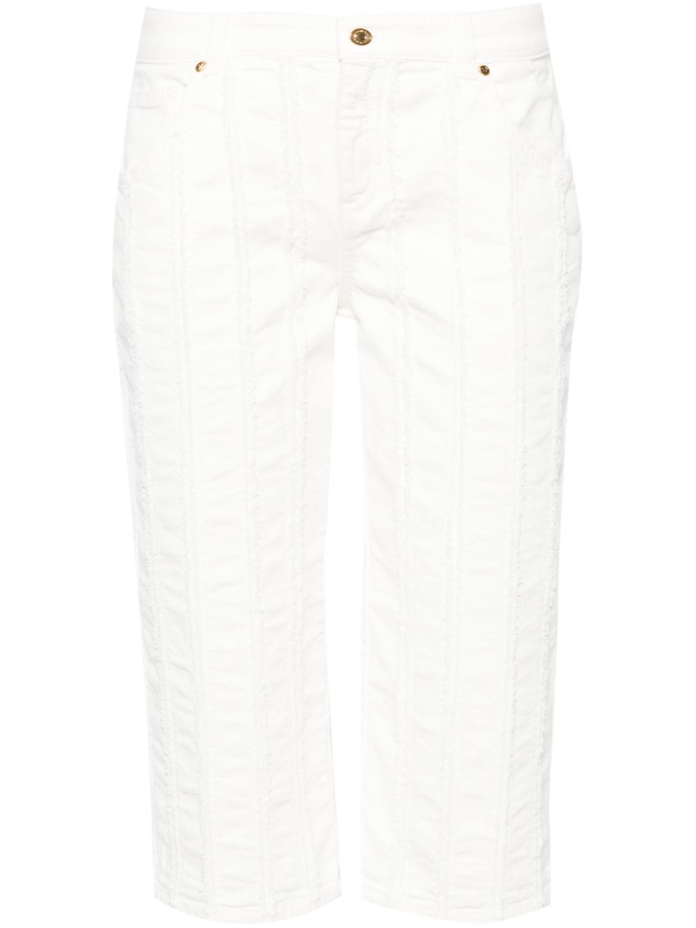 Raw-cut detailed cropped trousers - White